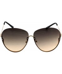 Aviator Semi Rimless Oceanic Lens Metal Frame Mens Womens Aviator Sunglasses - Brown Gradient - CO18IOK65Y5 $11.40