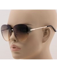 Aviator Semi Rimless Oceanic Lens Metal Frame Mens Womens Aviator Sunglasses - Brown Gradient - CO18IOK65Y5 $11.40