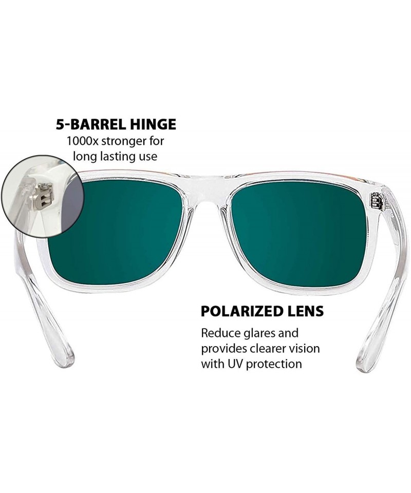 Clear Frame Polarized Square Sunglasses Women Men - UV Protection Color  Mirror Lens- Retro Sports Beach - CF18GC3WW8X