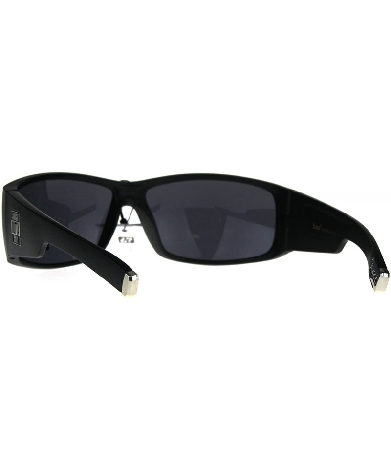 Locs Straight Outta Cali Rectangular All Black Warp Around Sunglasses ...