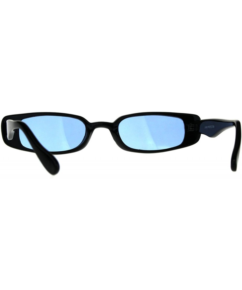 Womens Mod Narrow Rectangular Pimp Color Lens Plastic Sunglasses - Blue ...