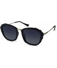 Rectangular Polarized Sunglasses for unisex adult Vintage Retro Round Mirrored Lens - Black - C318XESO6I5 $14.68
