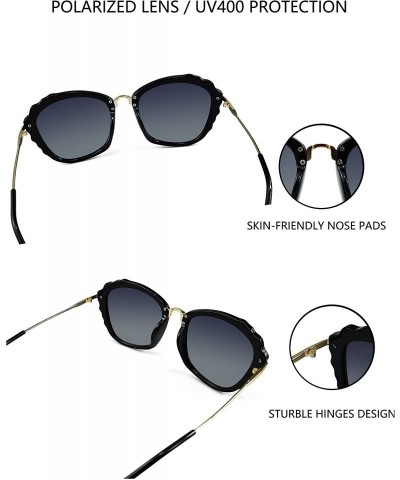 Rectangular Polarized Sunglasses for unisex adult Vintage Retro Round Mirrored Lens - Black - C318XESO6I5 $14.68