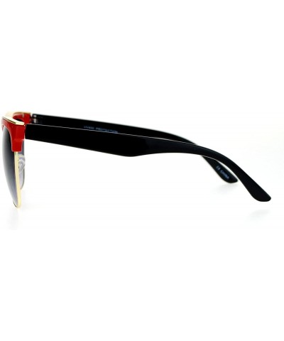 Cat Eye Hipster Retro Half Horn Rim Cat Eye Sunglasses - Red Smoke - C112FV9970Z $11.17