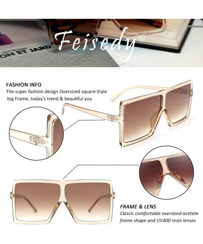 Oversized Women Square Oversized Sunglasses One Piece Fashion Female Big Large Frame UV400 B2539 - 04 Champagne - CE192DYXR2Y...