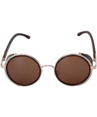 Round Steampunk Retro Gothic Vintage Hippie Colored Metal Round Circle Frame Sunglasses Colored Lens - CY185DGAXRE $9.73