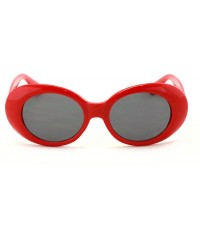 Goggle Vintage Sunglasses UV400 Bold Retro Oval Mod Thick Frame Sunglasses Clout Goggles with Dark Round Lens (Red) - CE186TO...