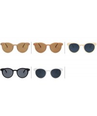 Round New Retro Small Round Frame Sunglasses Trend Milk Tea Color UV Protection Eye Glasses - Black - CO197A2KWC3 $15.27