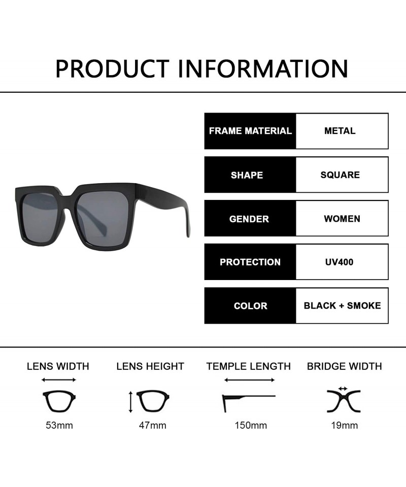 Retro Oversized Luxury Fashion Square Sunglasses with Flat Lens for ...