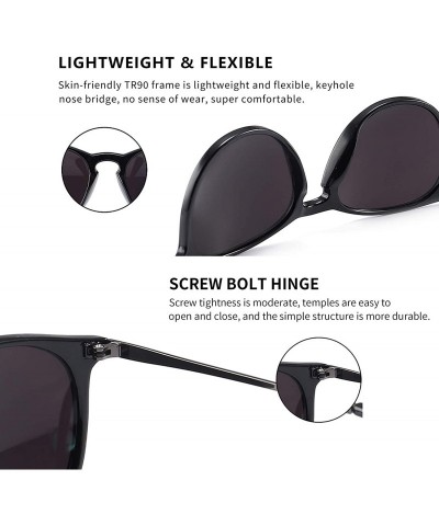 Rimless Vintage Round Sunglasses for Women Classic Retro Designer Style - Black Frame(glossy Finish)/Blue Mirror Lens - CR18D...