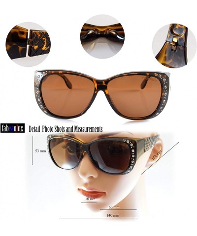 Butterfly Ladies Oversize Bling Polarized OTG Fit Over Quilted Arm Sunglasses P023 - Glossy Black Black - CG18L3MX6I9 $12.03