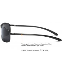 Aviator Rectangular Polarized Sunglasses Al-Mg Alloy Temple Spring Hinge UV400 - Black - CC18I6DNK5R $11.82