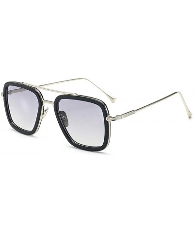 8-base Curve Wrap Metal Frame Polarized Oval Sunglasses for Men