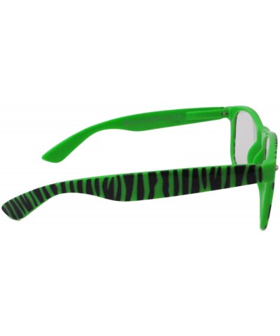 Wayfarer Wayfarer Style Multicolor Zebra Stripes Sunglasses Clear Lens - Green - CD11L1VMFQL $10.84