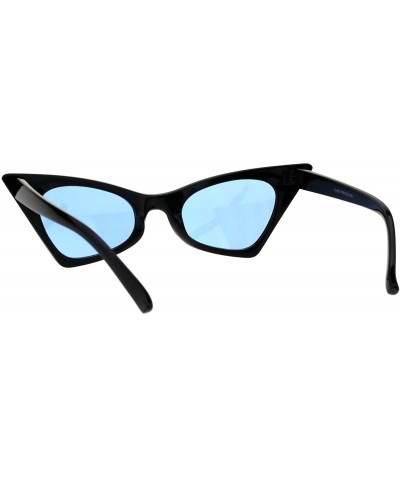 Cat Eye Womens Pimp Color Lens 80s Futuristic Narrow Gothic Cat Eye Sunglasses - Black Blue - CX18E092T85 $11.38