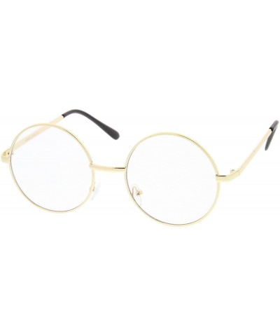 Round Retro Lennon Style Mid Size Metal Frame Clear Lens Round Glasses 51mm - Gold / Clear - CD12MYBECDA $12.70