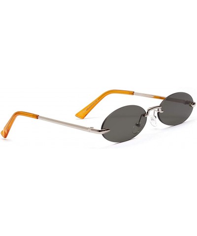 Rimless Men Frameless Sunglasses Oval Women Metal Sun Glasses Male Retro Clear Color Yellow - Green - CZ18AOLHI0I $11.70