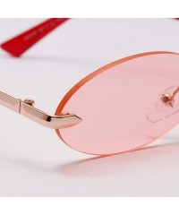 Rimless Men Frameless Sunglasses Oval Women Metal Sun Glasses Male Retro Clear Color Yellow - Green - CZ18AOLHI0I $11.70