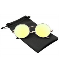 Round Premium Round Metal Mirrored Full Mirror Circle Sunglasses (Green - 0) - C412ODK0AMM $8.52