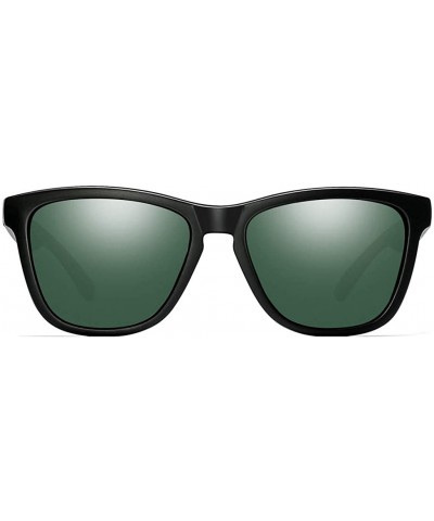 Square Sunglasses for Men and Women Classic Polarzied Composite Lens Square Driving Sun glasses - Matte Black/G15 Green - CT1...