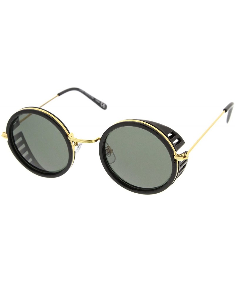 retro steampunk side cover with cutouts thin metal temples round sunglasses 47mm black gold green cs12n1sq6bn