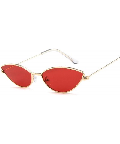 Cat Eye Fashion Vintage Cat Eye Sunglasses Women Metal Luxury Rose Gold Mirror Sun Glasses UV400 - Goldgray - C2197Y6U6CS $29.10