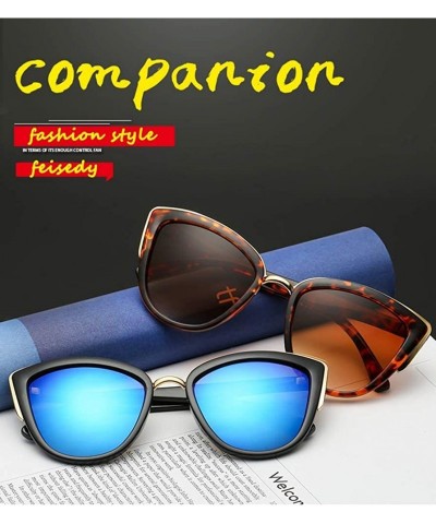 Oversized Cateye Sunglasses Women Vintage Cat Eye Female Ladies Sun Glasses B2498 - Blue - CV18U9GU7OQ $15.26