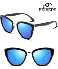 Oversized Cateye Sunglasses Women Vintage Cat Eye Female Ladies Sun Glasses B2498 - Blue - CV18U9GU7OQ $15.26