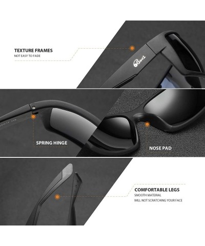 Rectangular Sports Sunglasses Polarized Lens/TR 90 Frame with Spring Hinges Glasses For Men Women Cycling Running Baseball - ...