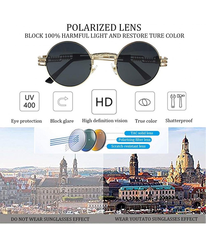 Men's Polarized Sunglasses UV Protection Sunglasses for Men & Women - Gold  Frame + Dark Grey Lens - CR18D0X3WC2