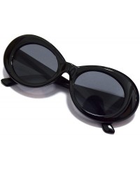 Oval Bold Retro Oval Mod Thick Frame Sunglasses Round Lens Clout Oval Goggles - Black - CR187IOLNA2 $8.10