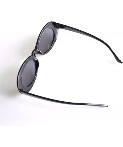 Oval Bold Retro Oval Mod Thick Frame Sunglasses Round Lens Clout Oval Goggles - Black - CR187IOLNA2 $8.10