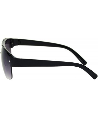 Rimless Minimal Mod Rectangular Half Rim Mens Plastic Designer Sunglasses - Black Smoke - CR18R6IT3AW $7.97