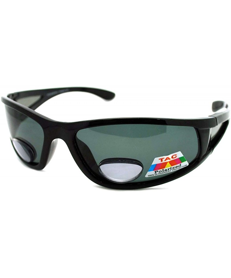 Mens Wrap Around Sport Sunglasses Polarized Plus Bifocal Reading Lens Black Black Cn11nrfycor