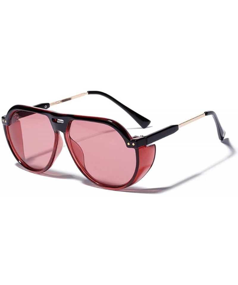 Oval Fashion Men's and Women's Resin lens Candy Colors Sunglasses UV400 - Red - CF18NEA2QT8 $10.42