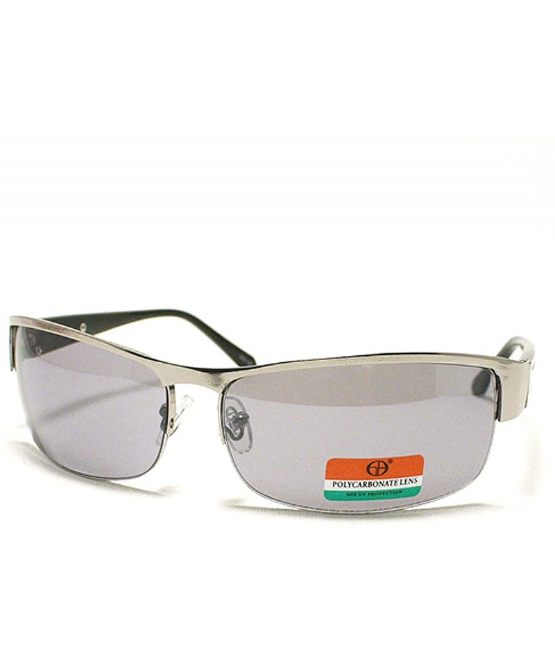 Men S Half Rim Narrow Rectangular Sunglasses Silver C11102pzpm3