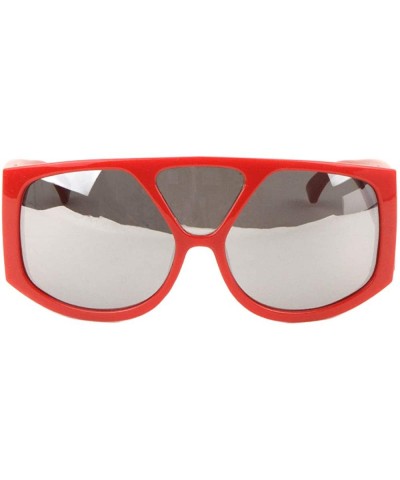 Oversized Color Mirror Oversized Three Frontal Lens Temple Lens Shield Sunglasses - Red - CR198KAKK9L $15.45