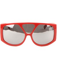 Oversized Color Mirror Oversized Three Frontal Lens Temple Lens Shield Sunglasses - Red - CR198KAKK9L $15.45