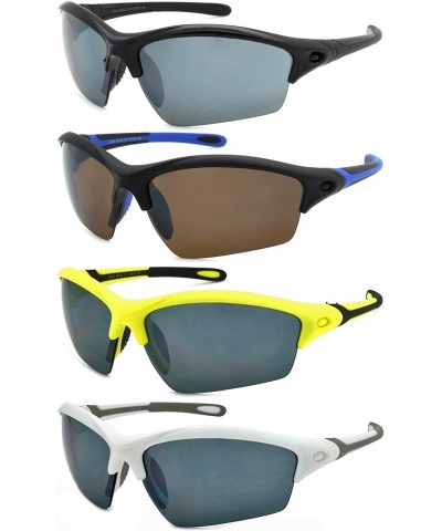Semi-rimless Men's Half Rim Sports Sunglasses with Flash Mirror Lens 570060/FM - Matte Yellow - CJ1271CG555 $12.57