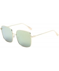 Square Women Fashion Metal Classic Square Flat Lens UV Protection Sunglasses - Peach - CV18WU8UGIS $21.63