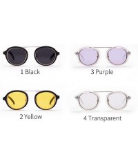 Aviator Round Frame Sunglasses - Fashion Men Women Retro Vintage UV 400 Glasses (Clear) - Clear - CQ18E4UXRH7 $7.26