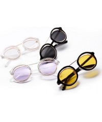 Aviator Round Frame Sunglasses - Fashion Men Women Retro Vintage UV 400 Glasses (Clear) - Clear - CQ18E4UXRH7 $7.26