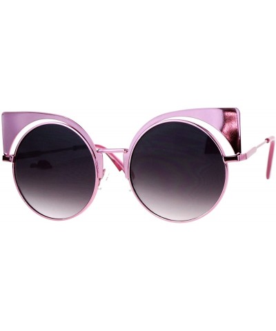 Unique Runway Round Circle Lens Cateye Goth Sunglasses Pink - C112K07S8B7