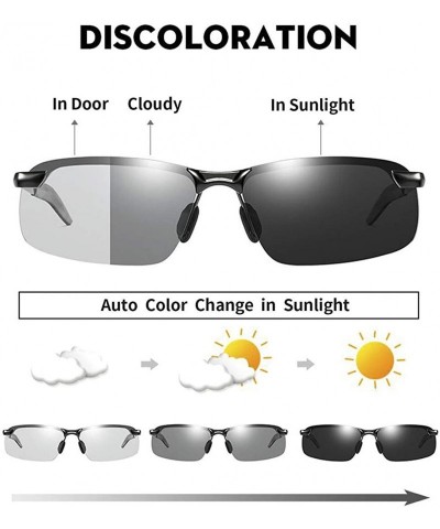 Aluminum Rimless Photochromic Sunglasses Men Polarized Driving