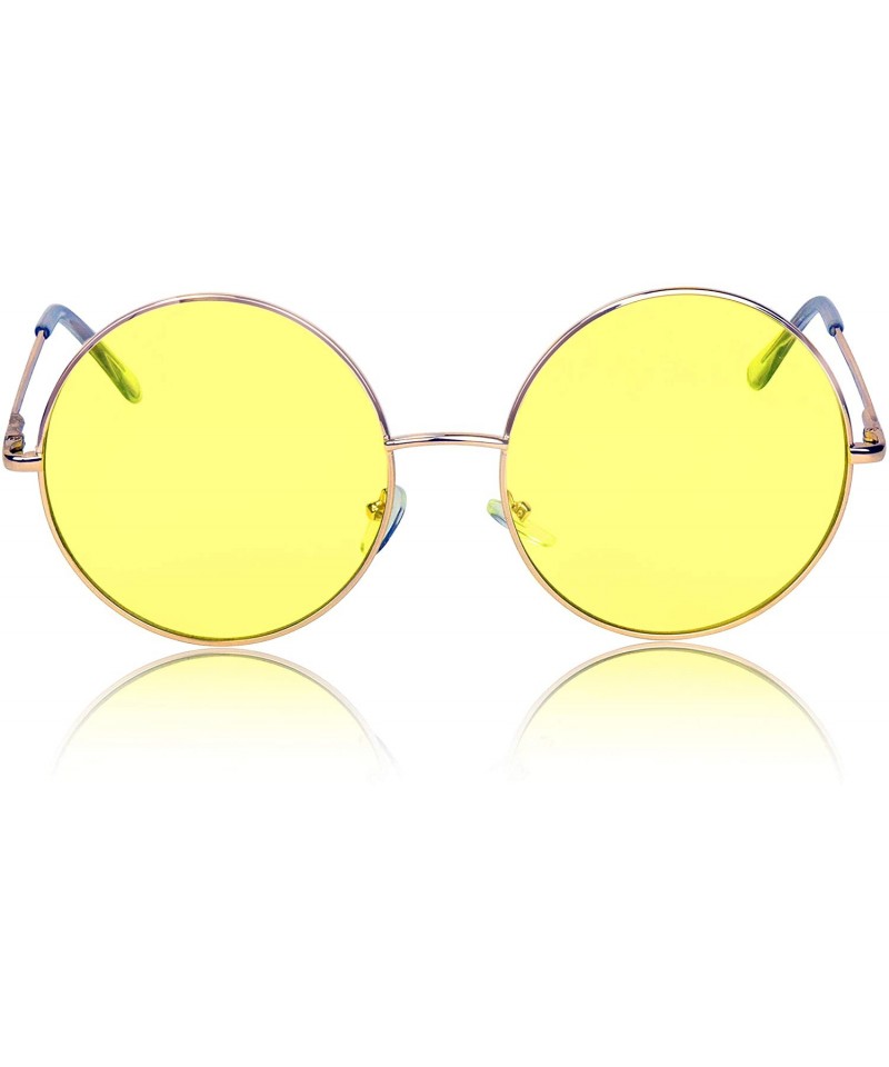 Super Oversized Round Sunglasses Hippie Color Lens Retro Circle Glasses Yellow Cz18zg4haza