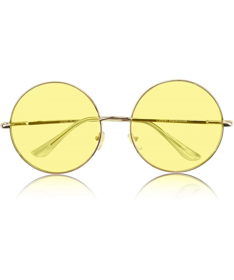 Super Oversized Round Sunglasses Hippie Color Lens Retro Circle Glasses Yellow Cz18zg4haza