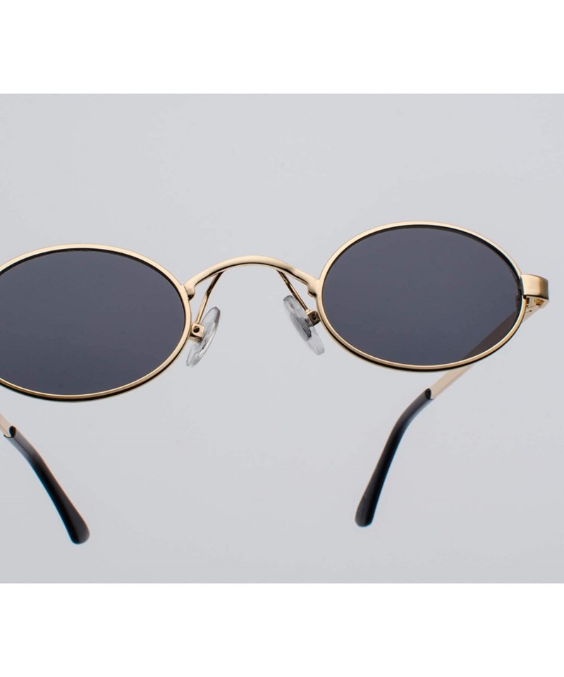 Tiny Oval Sunglasses Men Small Frame Vintage Women Sun Glasses Retro Round  Decoration - Gold With Black - CH197Y7D6ND