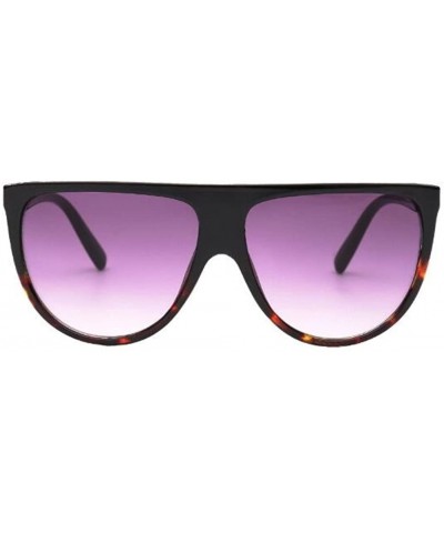 Oversized Women Oversized Vintage UV400 Sunglasses Ladies Thin Shadow Glasses - Black Leopard - CW182Q7UEZ6 $8.98