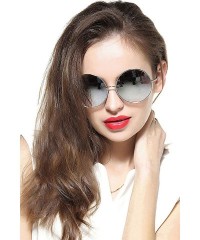 Aviator Oversized Round Circle Mirrored Hippie Hipster Sunglasses - Metal Frame - Mercury - C212GJ4YSFP $17.04