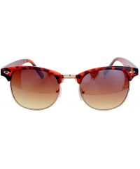 Rimless TZ130b Unisex Vintage Clubmaster Half Frame Sunglasses Fashion Eyewear - Tortoise - CB180NIKI06 $7.88